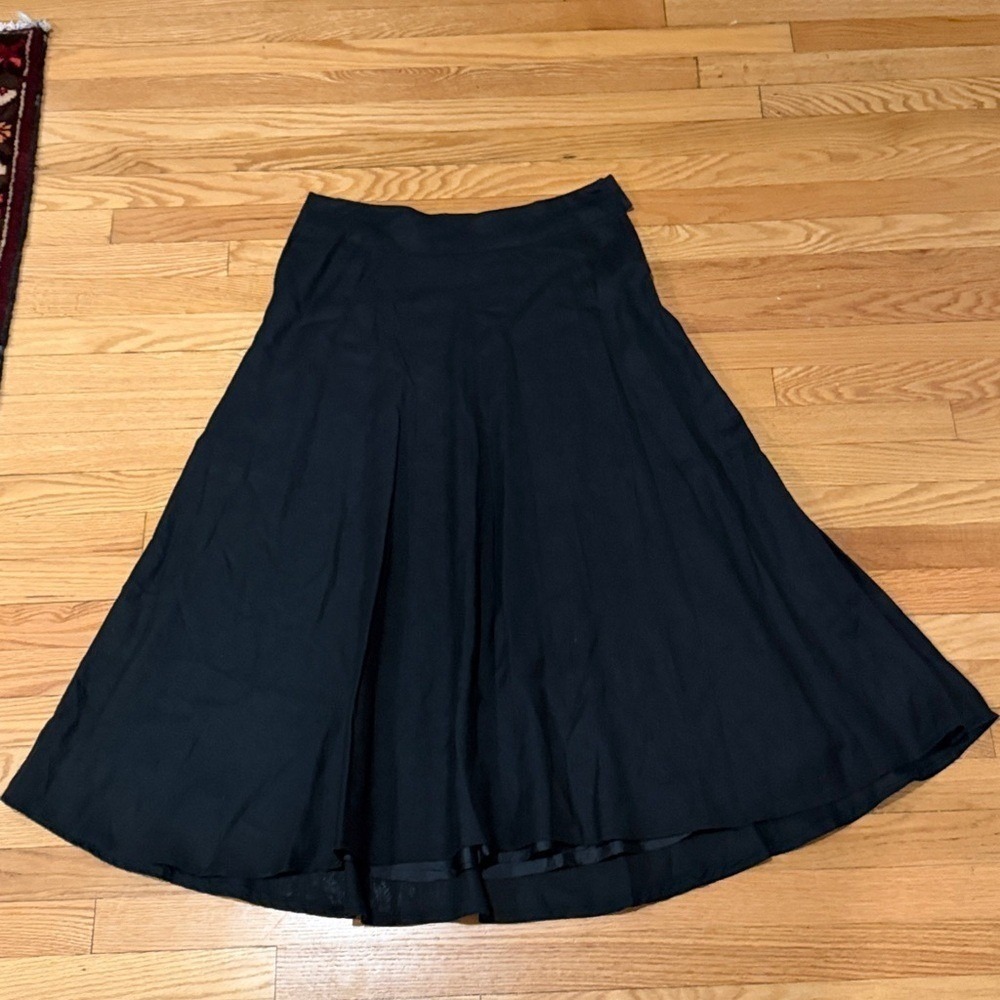 Chadwick's Black 100% Linen‎ Midi A-Line Skirt Size 10T Tall 23-0498-8